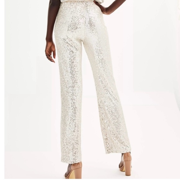 Nine West Silver Sequin Wide Leg Pants - Picture 2 of 10